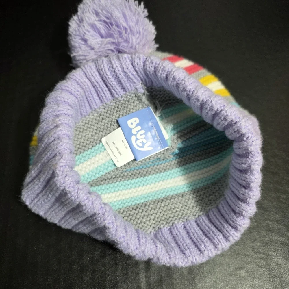 BLUEY Toddler (2T-5T) Knit Hat Multicolor Striped Beanie‎ Cap